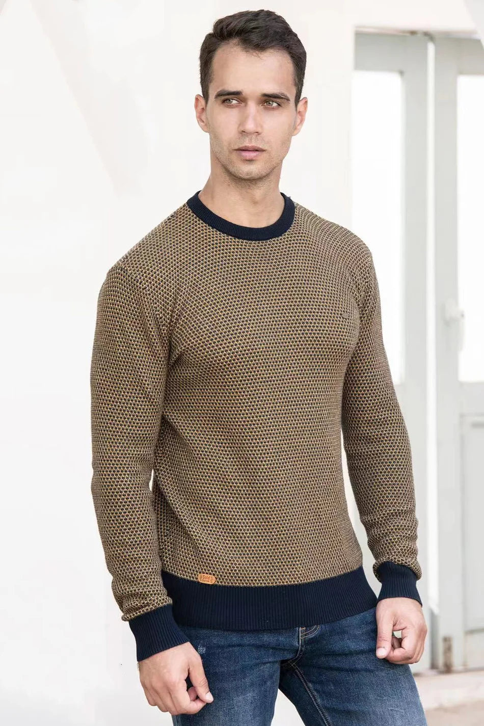 BelleYork | Men's Sweater with Checkered Pattern